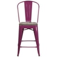 thumbnail image 6 of Flash Furniture 24" High Purple Metal Counter Height Stool with Back and Wood Seat, 6 of 7