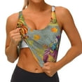 thumbnail image 3 of Picia Gnomes With Pumpkins Sports Bra for Women,Padded Strappy Sports Bras Medium Support Yoga Bra with Removable Cups,Running Yoga Bra-Large, 3 of 9