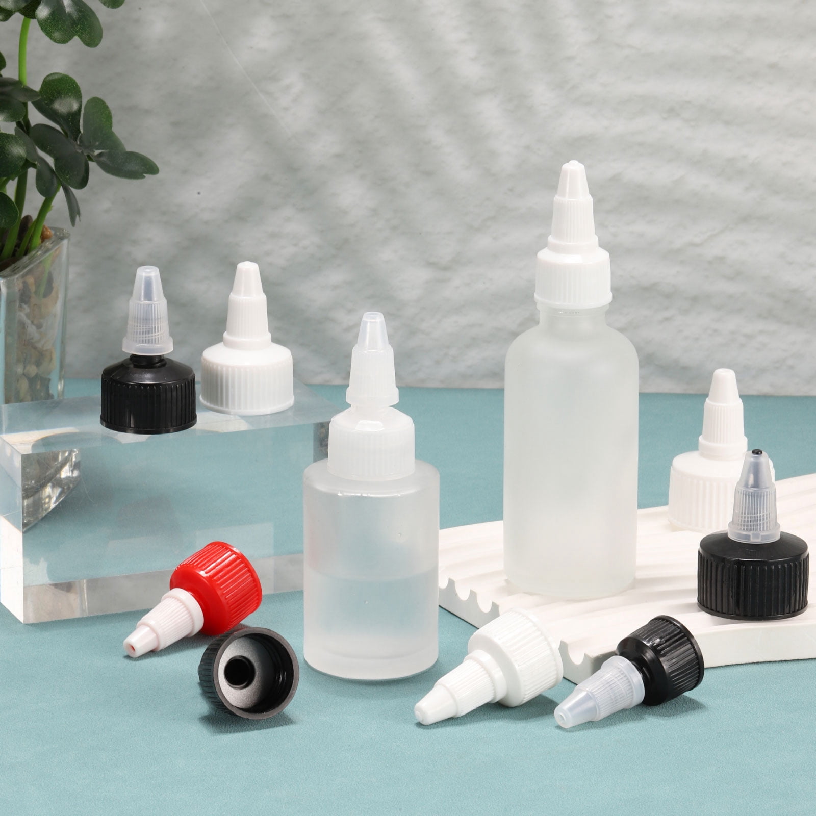 Unique Bargains Twist Top Caps for Squeeze Bottles Glue Crafting Black