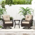 thumbnail image 3 of YOUDENOVA 3-Piece Wicker Patio Bistro Set with Rattan Rocking Chairs, Glass Top Side Table, and Thick Cushions for Porch, Deck & Backyard, 3 of 6