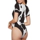 thumbnail image 2 of Fotbe Cow Skin 2 Body de Mujer con Cuello Redondo y Mangas Cortas, Sin Mangas Ajustado, Suave, Cómodo y Básico-Large, 2 of 7