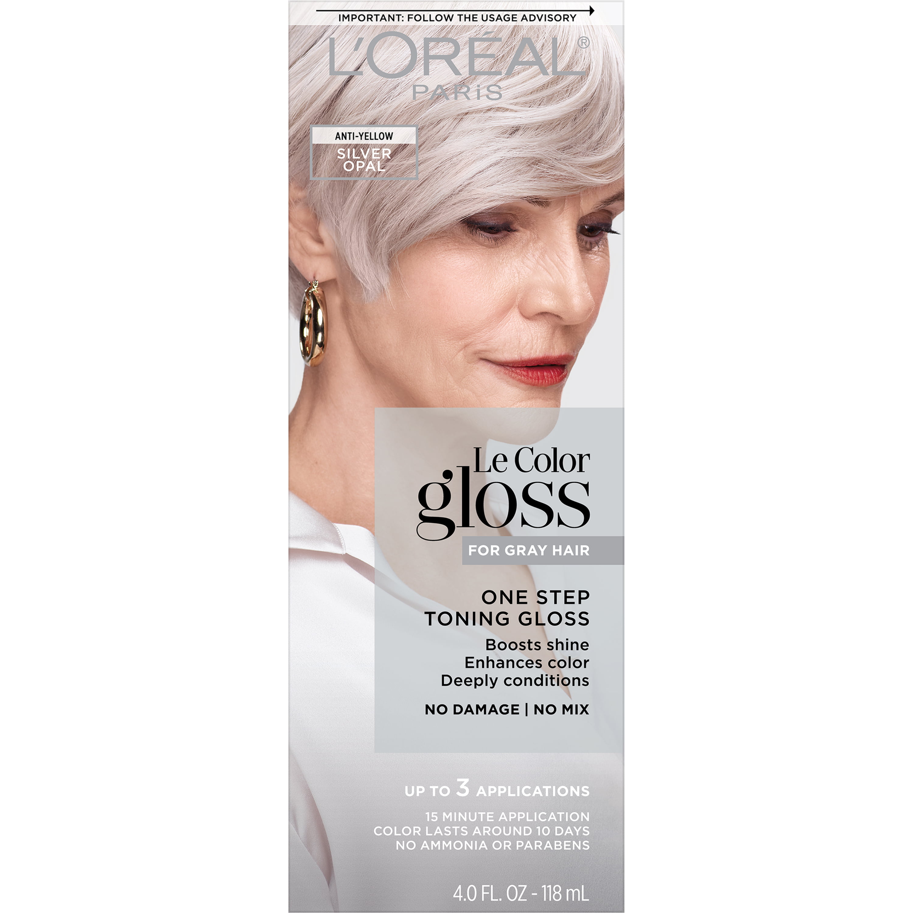 L'Oreal Paris Le Color Gloss One Step In-Shower Toning Gloss, Silver Opal,  4 fl oz 