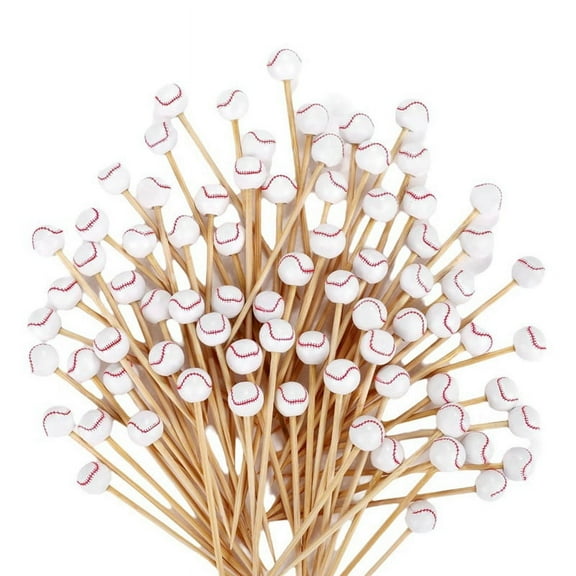 Bamboo Cocktail Picks Decorative Fruit Toothpicks Baseball