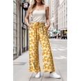 thumbnail image 3 of GIRUNS Women's Wide Leg Pants High Waist Adjustable Knot Casual Loose Trousers With Pockets Business Work Casual Pants Yellow White Flower XL, 3 of 6