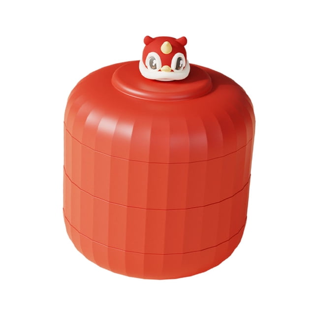Organizador de almacenamiento de alimentos, decoración china de Año Nuevo, plato de frutas multiusos Rojo Pequeño 3 capas