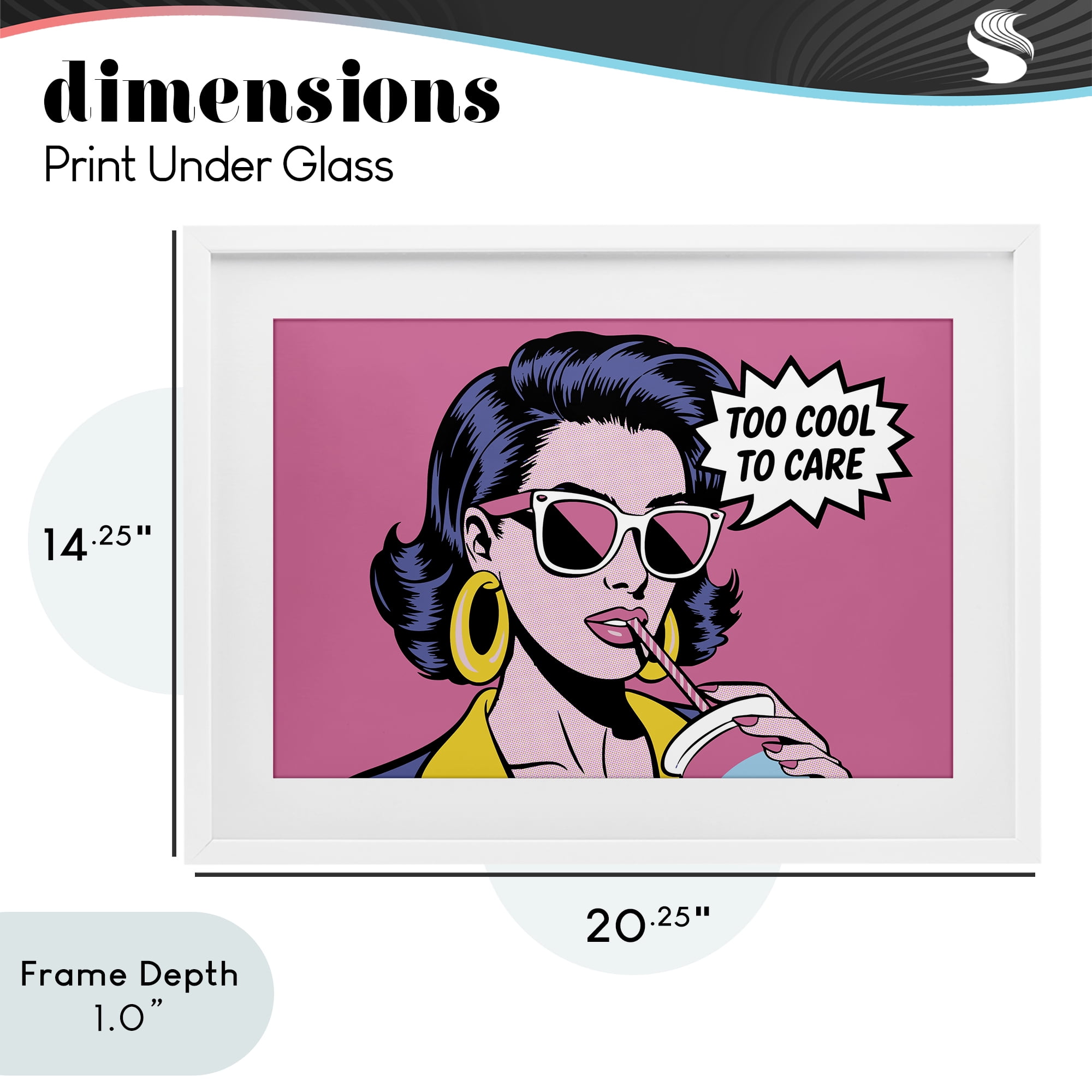 Stupell Industries Too Cool To Care Iconic White Framed Print Under Glass, design by Andreas Magnusson
