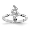 thumbnail image 4 of Auriga Fine Jewelry 925 Sterling Silver Rh-plated CZ with Black CZ Eyes Snake Ring for Women Size 6, 4 of 6