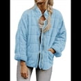 thumbnail image 3 of Chaquetas Acolchadas para Mujer, Informales, de Cuello Alto, Larga, Abrigos de Invierno Extragrandes con Cremallera Azul S, 3 of 7
