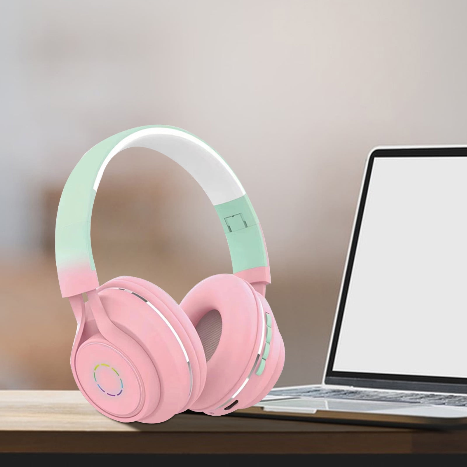 Wireless Over Ear Bluetooth Headphones with Microphone - Wireless Headset -Noise Reduction - Bluetooth, Wired,Built in Micro SD for Travel, Home, Work TV,PC,Gaming,Cellphone - Pink