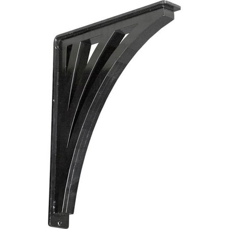 

2 x 12 x 15 in. Nevio Wrought Iron Bracket - Triple Center Brace Powder Coated Black