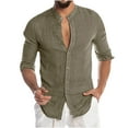 thumbnail image 1 of Leutsin Man Button V-Neck Long Sleeve T-Shirt Autumn Solid Loose Blouse Tops, 1 of 6