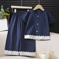 thumbnail image 2 of Edvintorg Girls Two Piece Outfits Sets Crewneck Short Sleeve Loose Fit Lightweight Button Up Shirt and Pant Size 1-15, 2 of 4