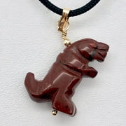 Red Jasper T- Rex Pendant Necklace|Semi Precious Stone Jewelry| 14k gf Pendant |