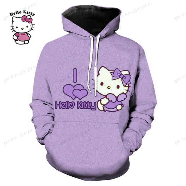 Sudadera con capucha de Hello Kitty con estampado 3D para hombre y mujer, sudaderas de moda, ropa de calle