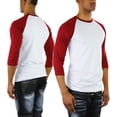 thumbnail image 4 of ToBeInStyle Mens Sleeved Baseball Inspired Classic Shirt Tee - 3/4 Sleeve - Burgundy/White - Small, 4 of 6