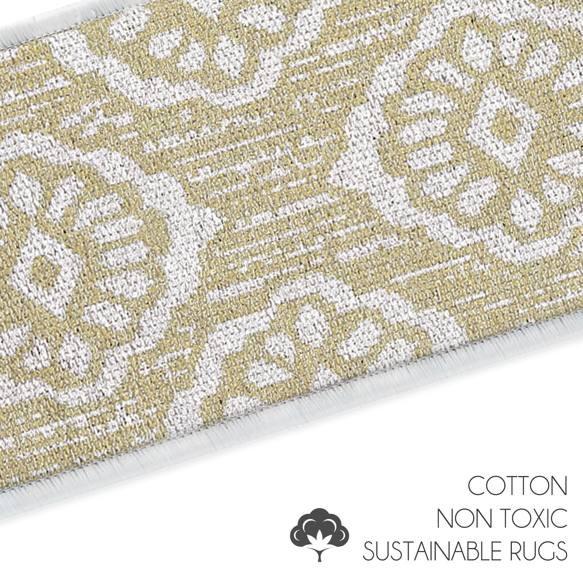 Flower Design 9" X 28" Stair Treads - 70 % Cotton Anti-Slip Carpet Strips for Indoor Stairs-Easy to Install Stair Treads with Double Adhesive Tape-Safe, Extra-Grip, 7-Pack-Banana Cream Yellow