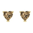 thumbnail image 3 of 14K Solid Gold Screw Back Stud Earrings for Women | 1 cttw Heart Cut Simulated Champagne Diamond | Yellow Gold, 3 of 5