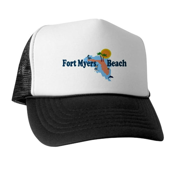 CafePress - Fort Myers Beach FL - Adjustable Unisex Printed Trucker Hat with Mesh Back