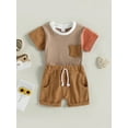 thumbnail image 2 of Inevnen Toddler Baby Boy Clothes Short Sleeve T Shirt Top Boys Shorts with Pocket Summer Outfit 2Pcs Set, 2 of 8