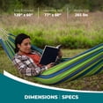 thumbnail image 3 of Bliss Hammocks 60"W Double Hammock with Rope Loops & Tree Straps, 265 lb, Mediterranean, 3 of 12
