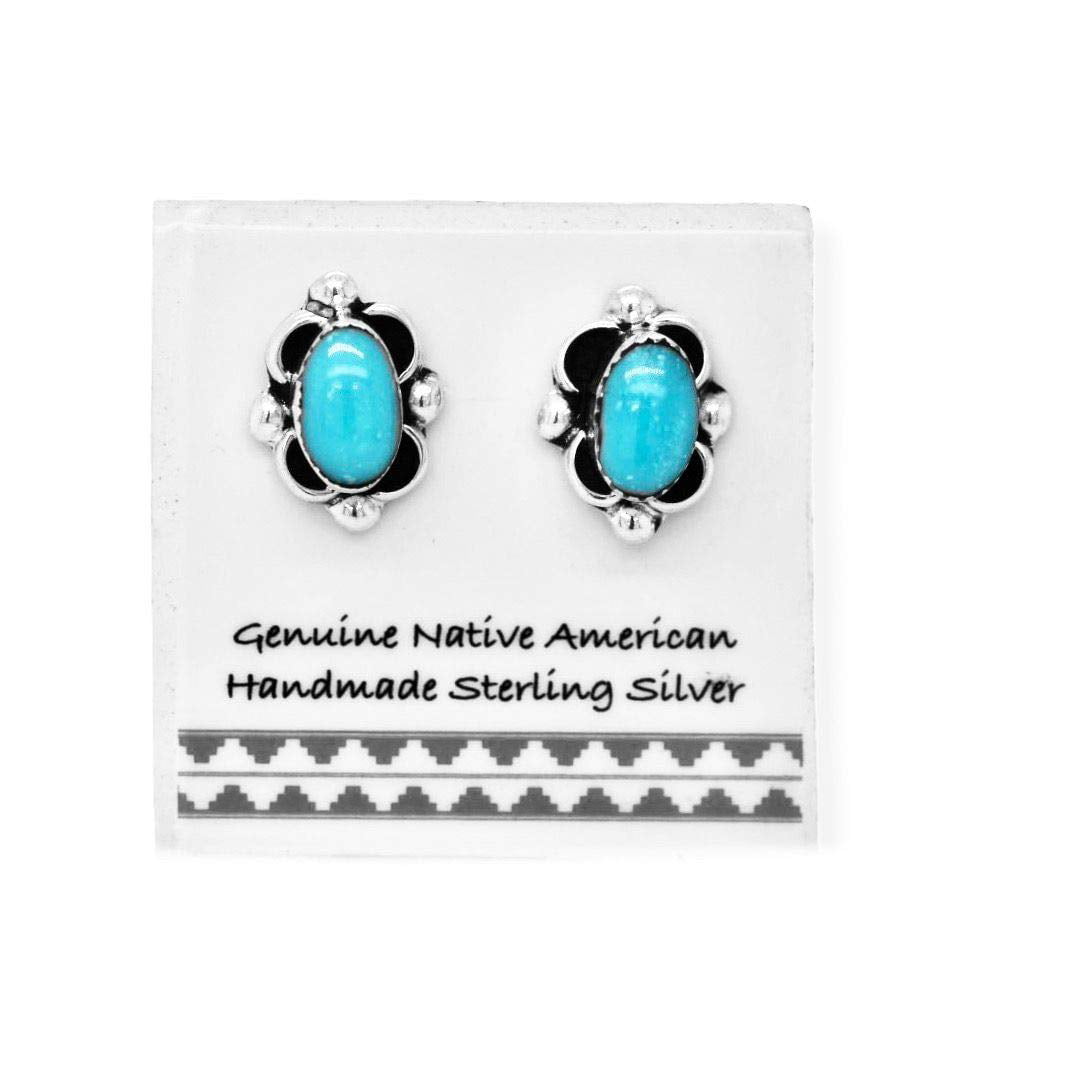 5 Pairs Sterling Southwestern Earrings Genuine Turquoise Mexican Screw-Backs