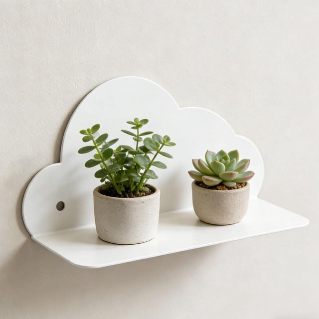 Elodie Cloud Wall Shelf Cute Minimalist Floating Display Shelf for Wall Figure Toys White