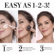 LUMINESS Liquid Mirage 3PC Kit - Color Changing Foundation with SPF 50 Primer & Makeup Brush, Hydrating & Lightweight Face Makeup, 4 in 1 Liquid Foundation, Concealer & Moisturizer (Medium)