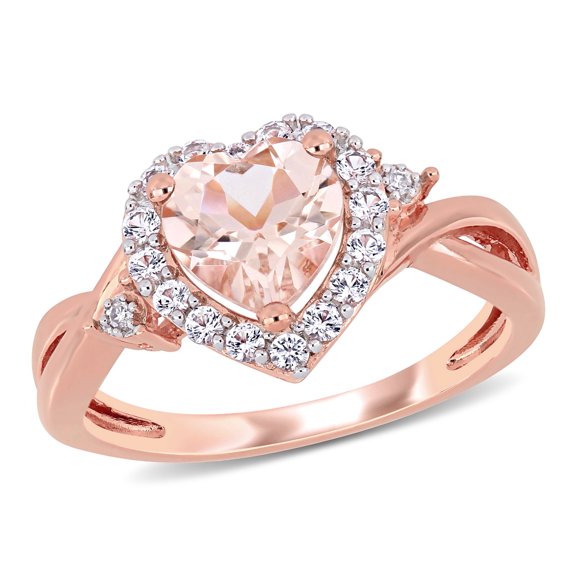 Everly Women's Created Sapphire and Morganite Rose Gold Plated Engagement Ring