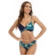 thumbnail image 2 of Bikini para mujer Traje de baño Estampado floral con cordones Cuello en V Traje de baño de dos piezas, Azul-1, 2xl Feliz Sencillez, 2 of 5