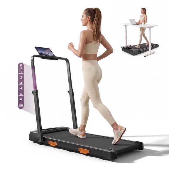 CURSOR FITNESS 3.0HP Walking Pad Treadmill with Adjustable Height, 350 lbs Capacity Under Desk Treadmill for Home Office, LED Display & Remote Control