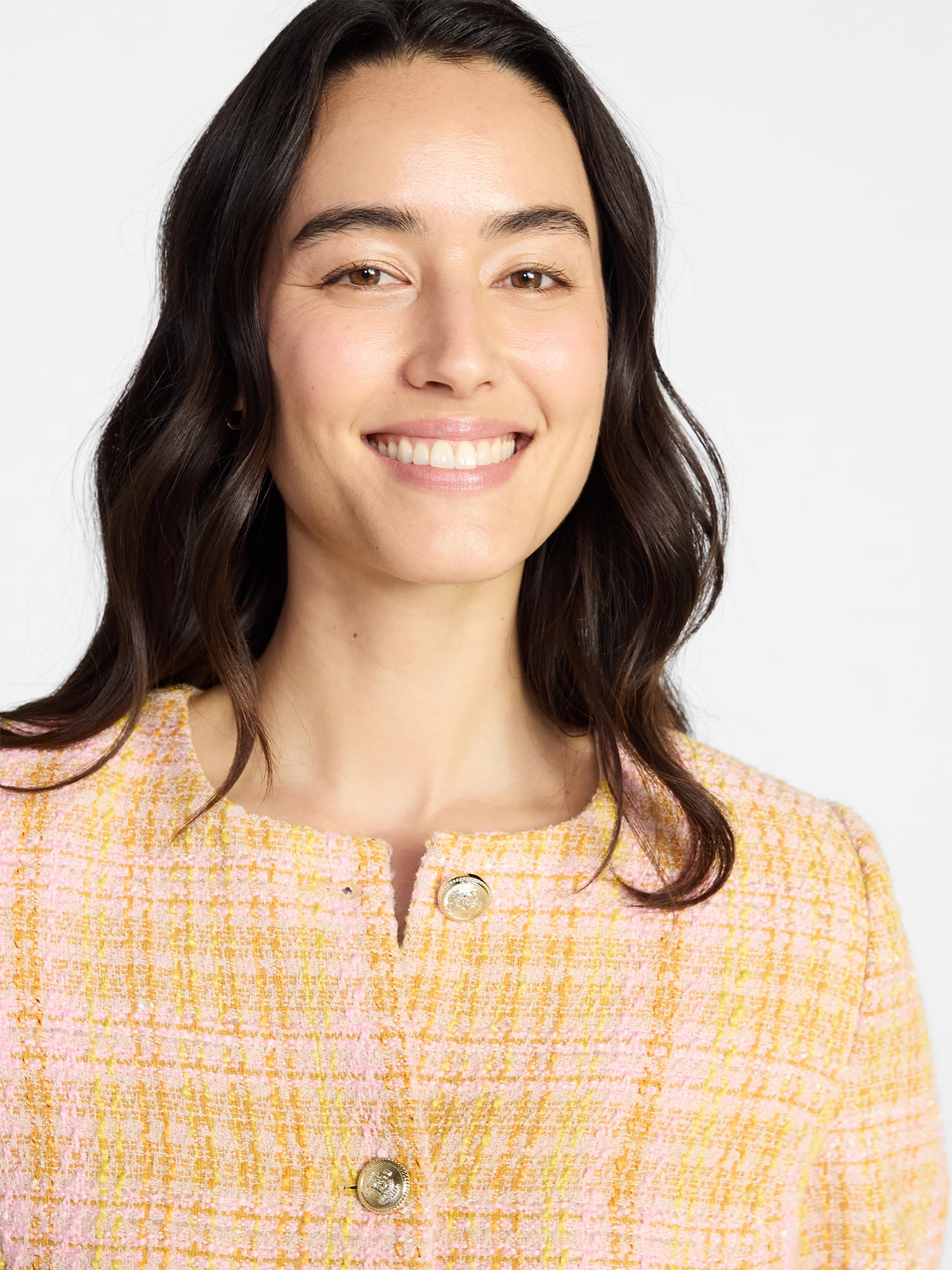 Time and Tru Women's Tweed Ladylike Blazer Jacket, Sizes XS-XXXL