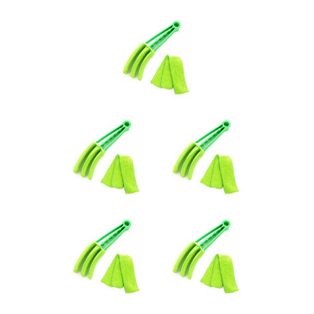 Ounissouiy Cepillo de limpieza para persianas de aire acondicionado, mango de PP, cepillos de sombra de ventana extraíbles de mano, herramientas Verde 5Conjunto