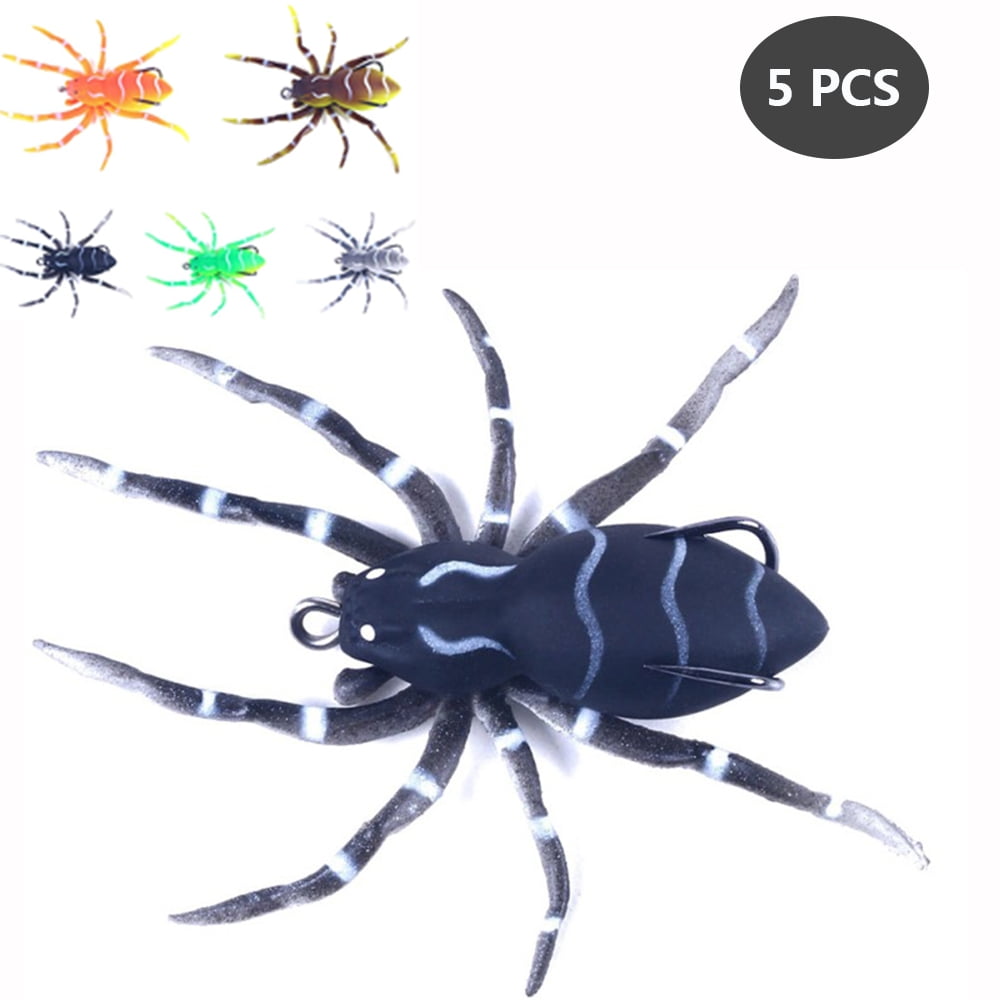 3.15 inch Spider Fishing Lures Soft Phantom Spider Bait Bass Fishing Lure Bionic Spider Swimming Lure for Freshwater Saltwater,3PCS, Black
