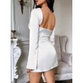 thumbnail image 6 of Women'S Long Sleeve Mini Dresses Trendy Y2K Short Dress White L, 6 of 7