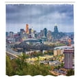thumbnail image 3 of Ambesonne Cincinnati Shower Curtain, Wide Aspect of Bridge, 69"Wx70"L, Multicolor, 3 of 5