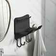 thumbnail image 5 of ROLKFUK Organizing Racks No Drill Bathroom Hair Dryer Wall Mount, 5KG Load, Hook & Phone Stand, Silicone Pad, Black Space Saver, 5 of 6