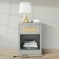 thumbnail image 6 of ARKANTOS Rattan Nightstand with Charging Station Bedside Table with Drawers Mist Oak, 6 of 8