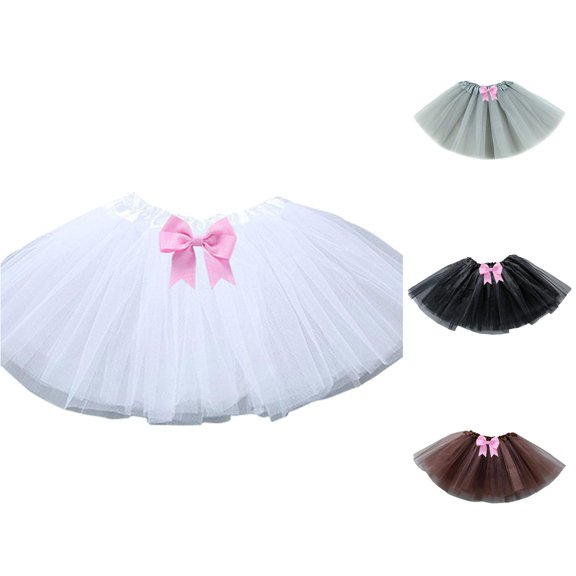 SUXIAN Girls Skirt Color Block Mesh Tutu Dance Performance Outfit For Toddler Kids Toddler Girls Skirts White 3-14 Years