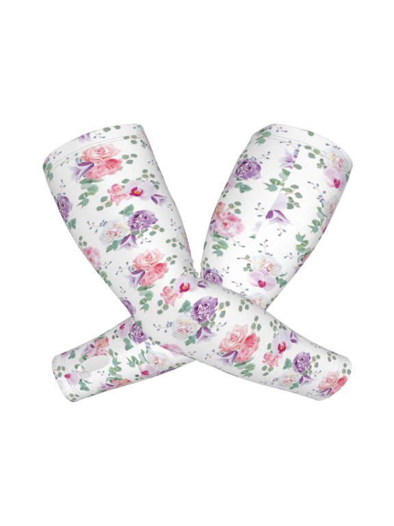 's Rose Flower B print Arm Sleeves offer cooling UV protection and sports compression for both men and women.