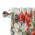 thumbnail image 5 of Red White Flower Kitchen Curtains and Valances Set, Pine Cone Winter Snowflake Christmas Vintage Letter Rod Pocket Window Valance Window Curtain Panels for Living Room Bedroom, 27.5x36in, 3 Pieces, 5 of 7