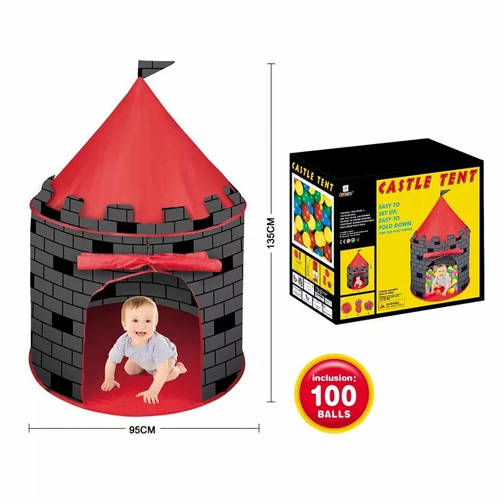 Kadyn Playhouse Castle Pop Up Tent, Outdoor Indoor Big Tent with Ocean Ball, Portable Children's Play Tent for Indoor and Outdoor, Red Kadyn Playhouse Castle Pop Up Tent, Outdoor Indoor Big Tent with Ocean Ball, Portable Children's Play Tent for Indoor and Outdoor, Red