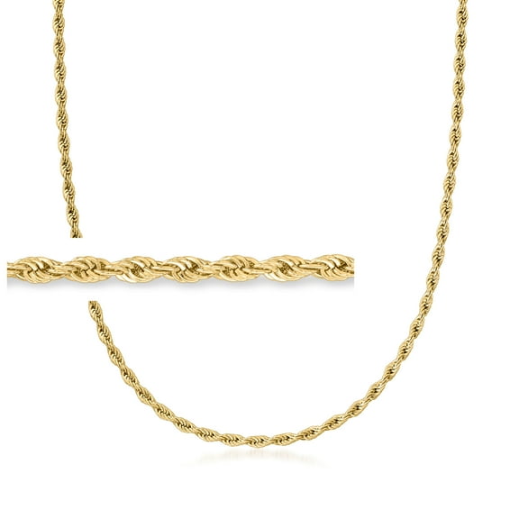 Ross-Simons 3mm Men's 18kt Gold Over Sterling Rope-Chain Necklace for Male, Adult