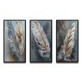 thumbnail image 3 of Designart "Feather Wanderlust Gold III" Glam Feather Framed Wall Art Set Of 3 - Gold Glam Feather Frame Gallery Set For Office Decor, 3 of 7