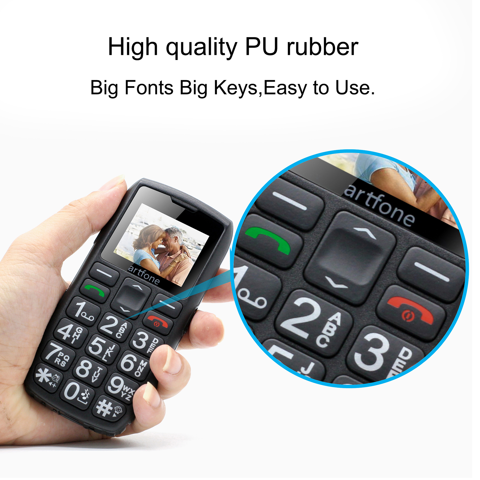 artfone C1+4G VoLTE SIM-Free & Unlocked Mobile Phones, Senior Basic Big Button Mobile Phones C1 4G  for Elderly People with SOS Alarm Call Button,1800mAh Battery, Torch, FM Radio, USB-C, Black