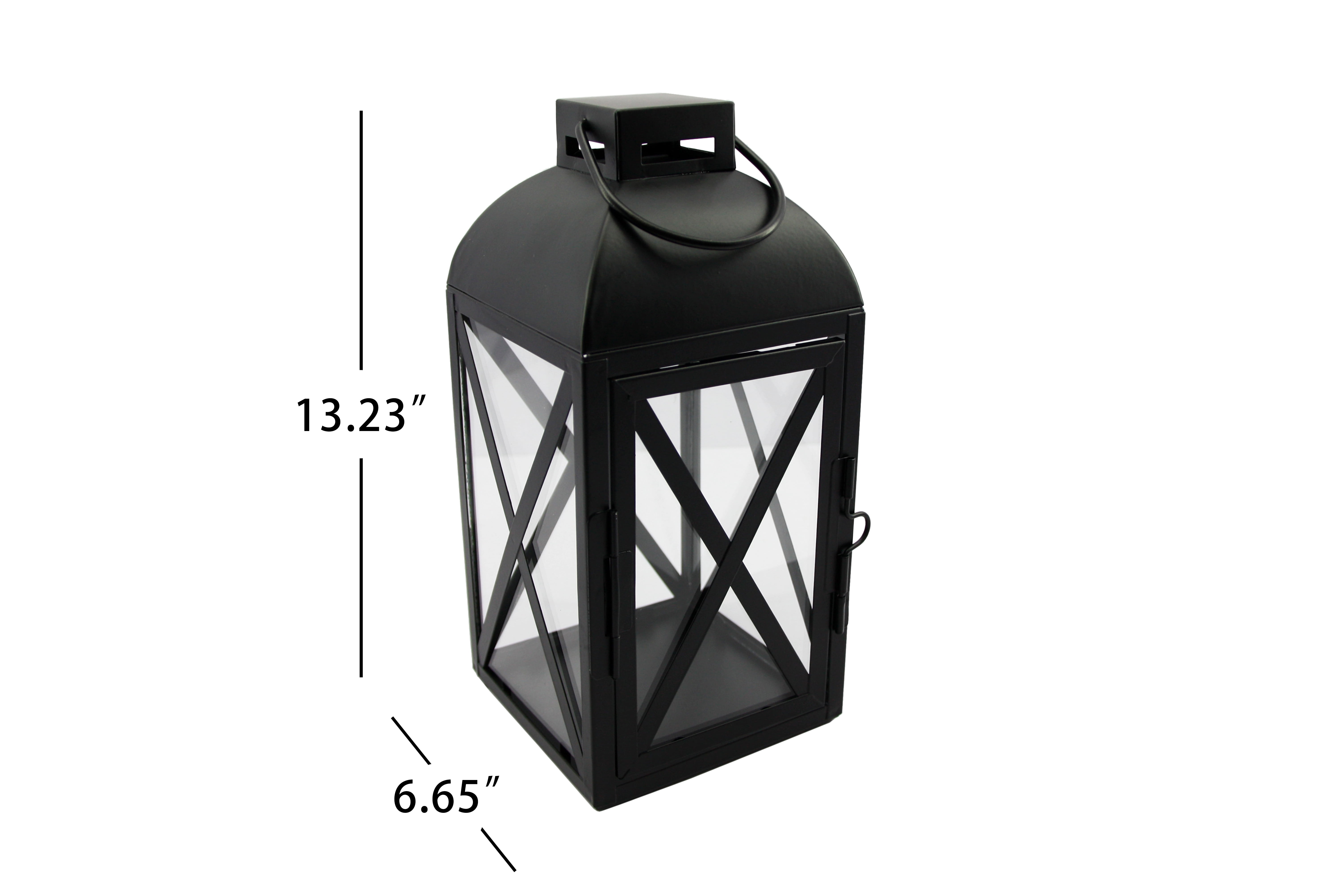 (2 pack) Mainstays Decorative Black Metal Pillar Candleholder Lantern, 14", Large