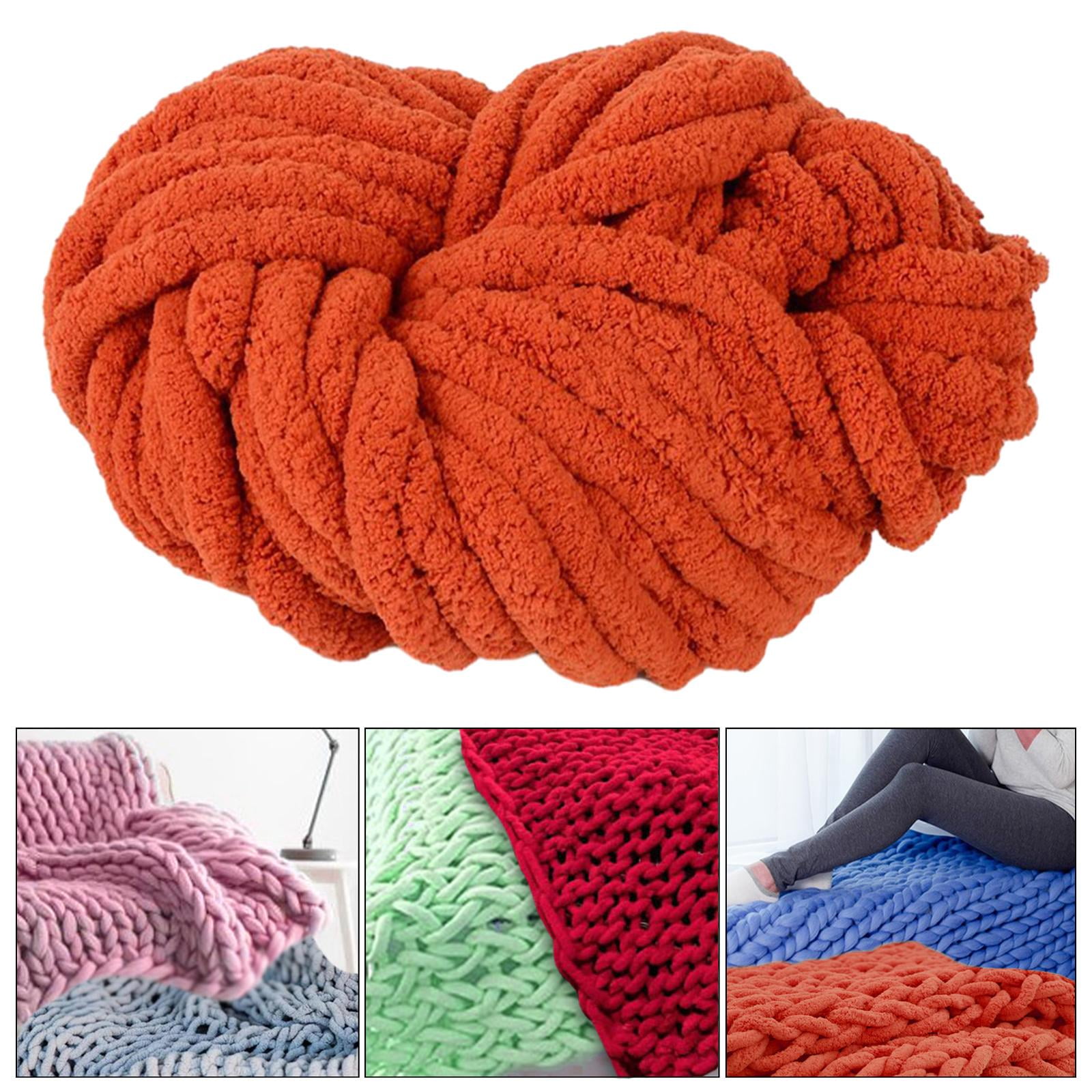 HILABEE 4xChunky Yarn, Chenille Yarn for Soft Throw And Baby Blanket, Arm Knitting, Crocheting And DIY Crafts Projects , Rust Red, 3 Pcs
