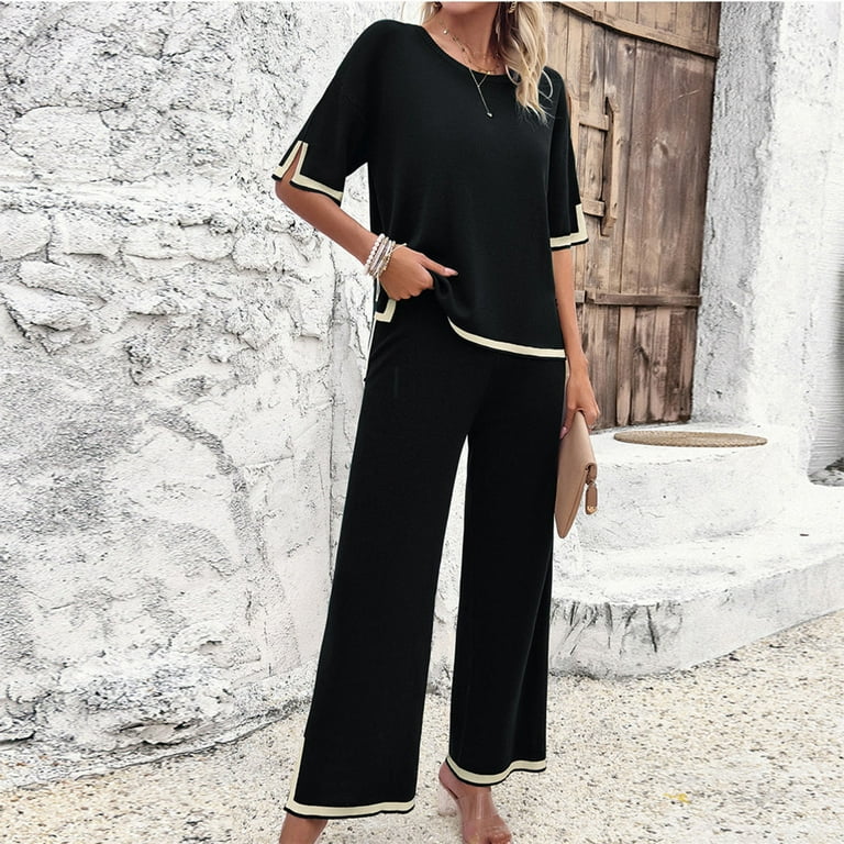 Summer Work Outfits for Women Short Sleeve Round-Neck Blouses