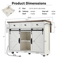 thumbnail image 4 of Bellemave 53.7" Kitchen Island with Power Outlet & Drop Leaf, Rolling Island with Table with Storage Drawers & Cabinet, Kitchen Island Cart with Spice Rack & Towel Rack on Wheels（White), 4 of 8
