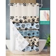 thumbnail image 2 of No Hook Shower Curtains with Snap in Liner, Blue Cat Paw Print Fabric Shower Curtain, Vintage Farmhouse Rustic Wooden Grain Double Layers & See-Through Top Window Bathroom Curtains 36''x72'', 2 of 6