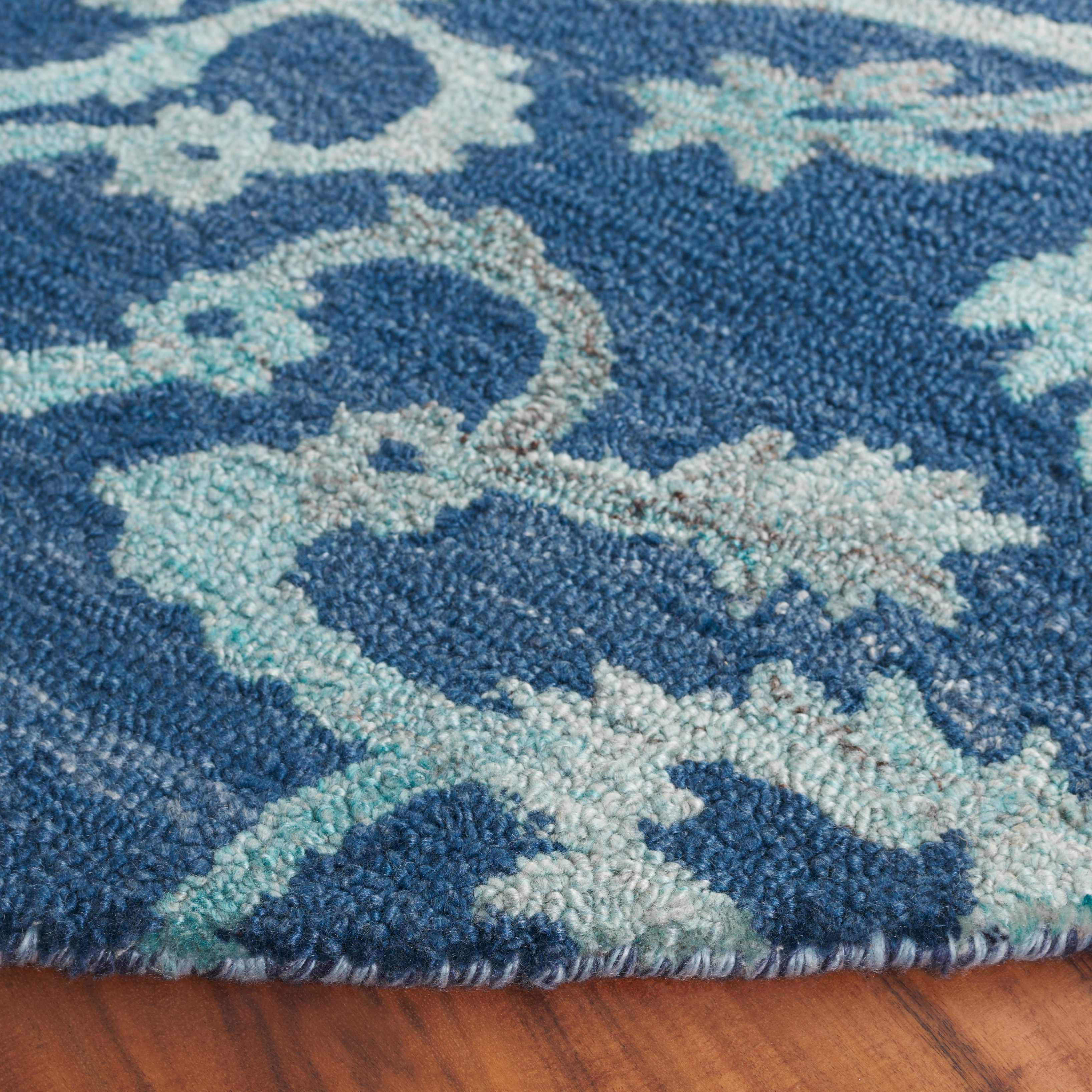SAFAVIEH Anatolia Jamaar Floral Area Rug, Navy, 6' x 6' Round